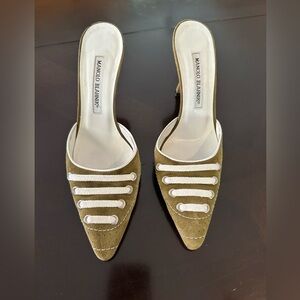 Vintage Manolo Blahnik Suede Sneaker Mules with Shoelaces